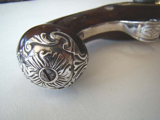 An historically important Revolutionary War period silver mounted brass barreled pistol owned by Capt. S. Baggot of the 17th Regiment Light Dragoons. — image 6